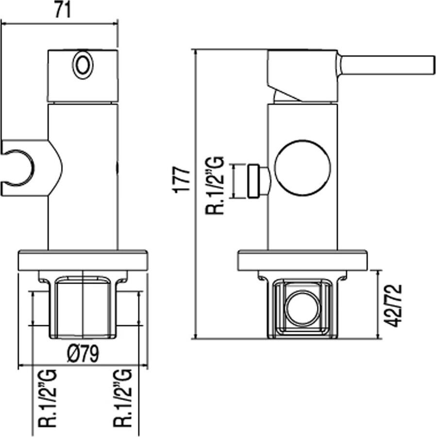 Tres Max Inbouw eenhendelkraan voor bidet Rechter of linker steun verwisselbaar 134123 - Foto 2