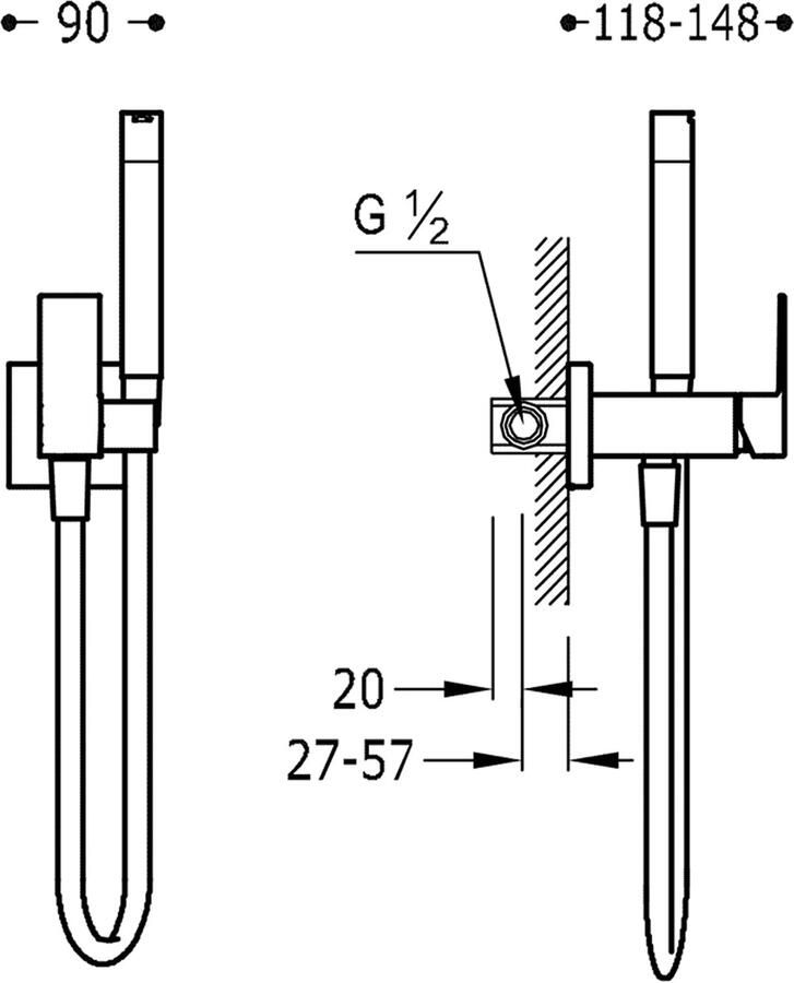 Tres Bidetkraan met handdouche Max | Opbouw | Mengkraan | 1-hendel | Rond | RVS look