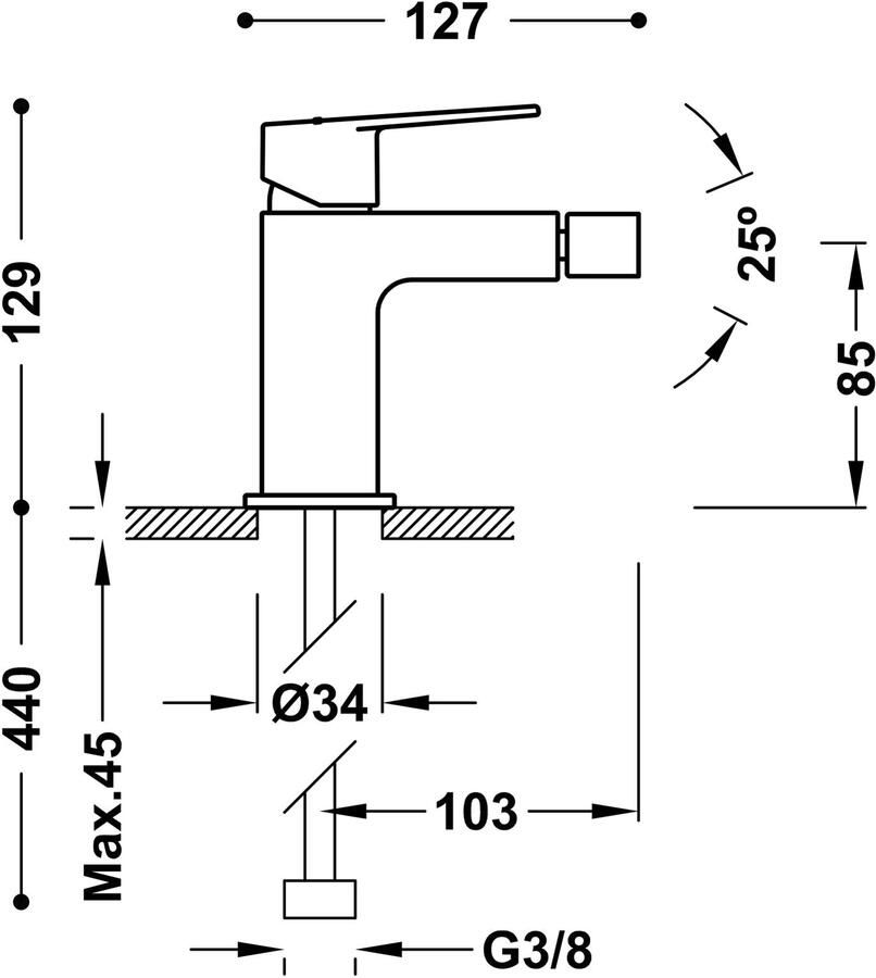 Tres Bidetkraan Project | Opbouw | Mengkraan | 1-hendel | Rond | 24k Goud glans