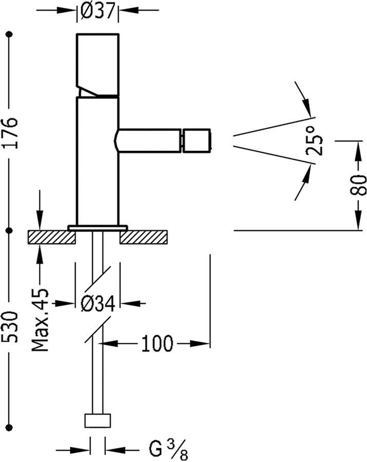 Tres Bidetkraan Study | Opbouw | Mengkraan | 1-knop | Rond | 24k Goud glans