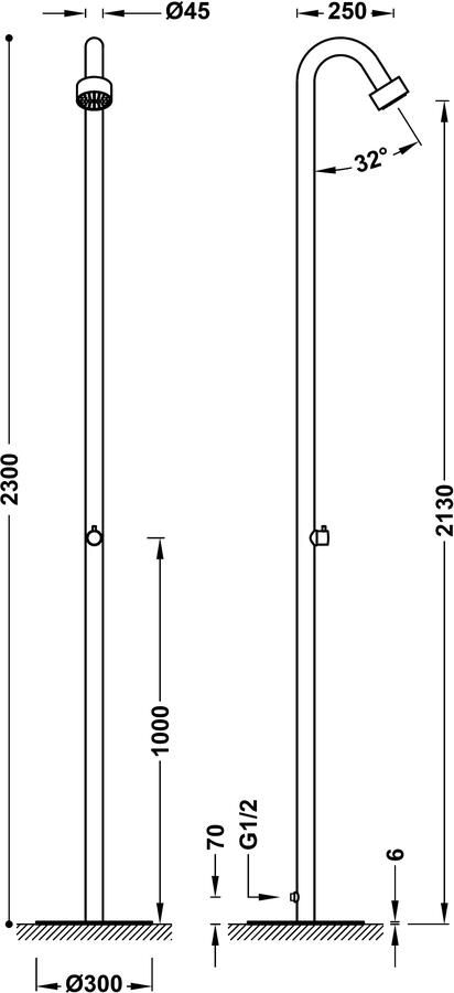 Tres Buitendouche set Beach | Opbouw | Mengkraan | 1-weg | Rond | RVS look