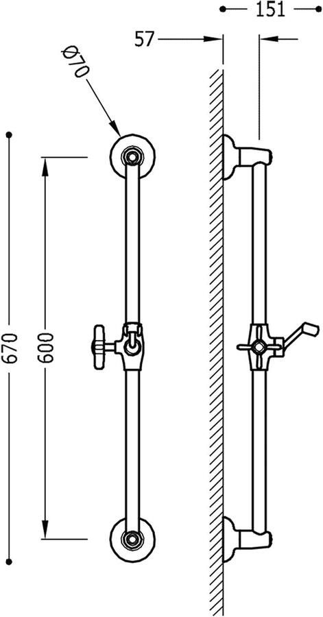 Tres Glijstang Clasic 60 cm Verouderd Messing Mat