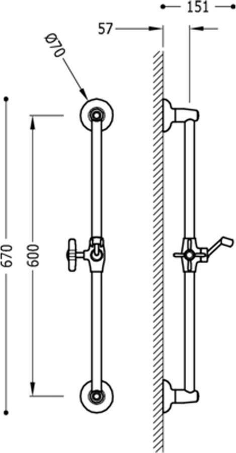 Tres Clasic glijstang 60 cm vintage rvs look
