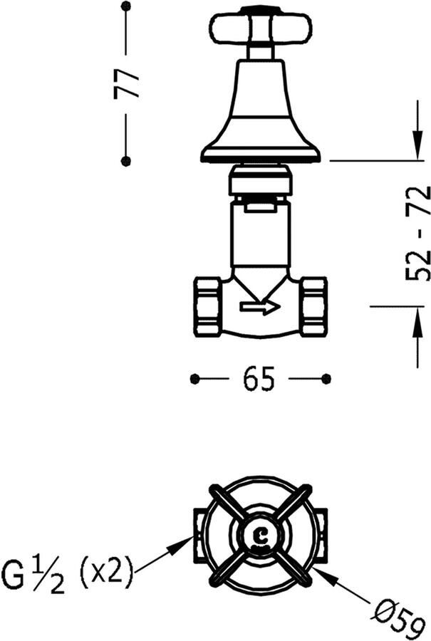 Tres Clasic stopkraan koud 1 2" bi x 1 2" bi 24k Goud glans