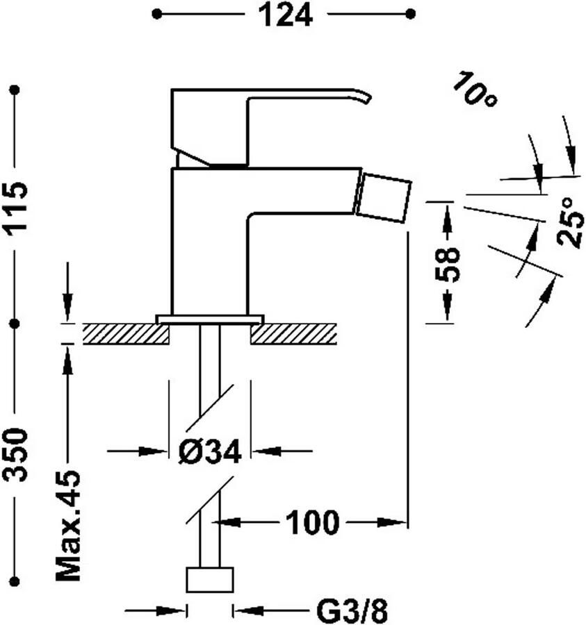Tres Cuadro bidet opbouw met automatische afvoer chroom