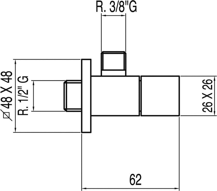Tres Cuadro design hoekstopkraan 1 2" bu x 3 8" bu chroom