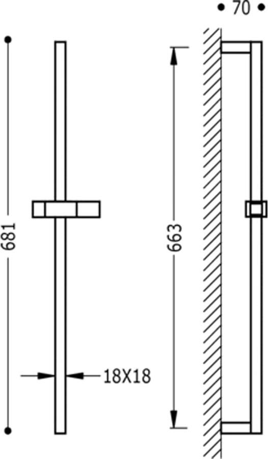 Tres Barras Y Ducha CUADRO-SLIM glijstang Messing 107922