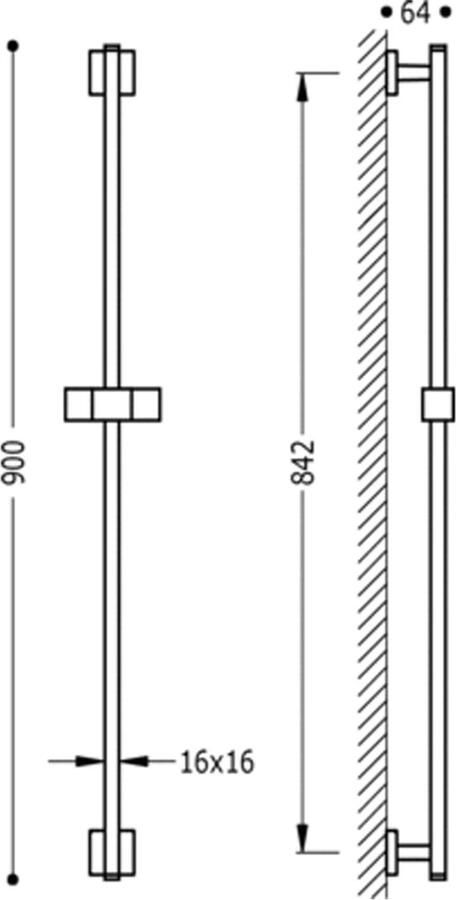 Tres Barras Y Ducha CUADRO glijstang Messing 107935