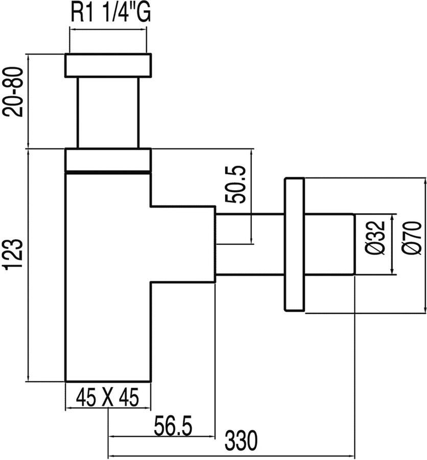 Tres Design Sifon Selection | 5 4" | Compact | Messing | Vierkant | Chroom