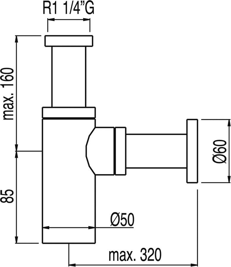 Tres Design Sifon Selection | 5 4" | Standaard | Messing | Rond | Chroom