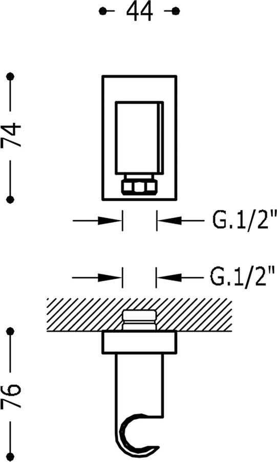 Tres Doucheaansluiting Block System | Met handdouchehouder | Messing | Rond | Zwart mat
