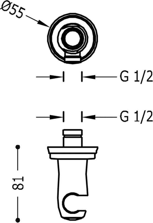 Tres Doucheaansluiting Clasic | Met handdouchehouder | Messing | Vintage | Messing mat