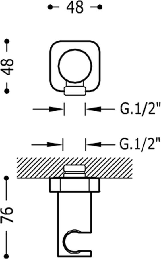 Tres Doucheaansluiting Loft | Met handdouchehouder | Messing | Rond | Chroom