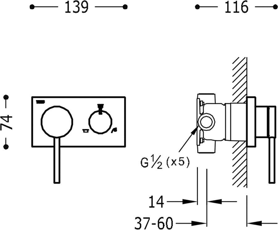 Tres Douchekraan 3V | Inbouw | Mengkraan | Excl.Inbouwdeel | 3-weg | Rond | Wit mat