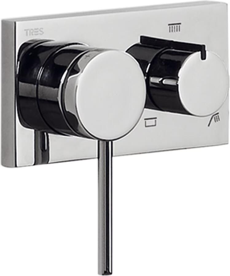 Tres Douchekraan 3V | Inbouw | Mengkraan | Excl.Inbouwdeel | 3-weg | Rond | Chroom - Foto 2