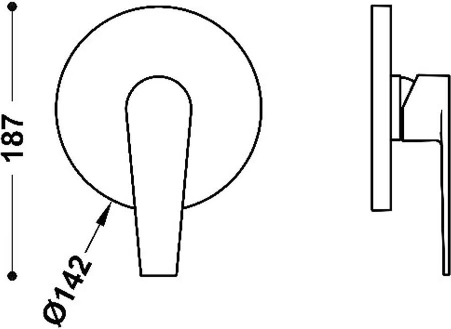 Tres Douchekraan afbouwdeel Class | Inbouw | Mengkraan | 1-weg | Rond | Chroom
