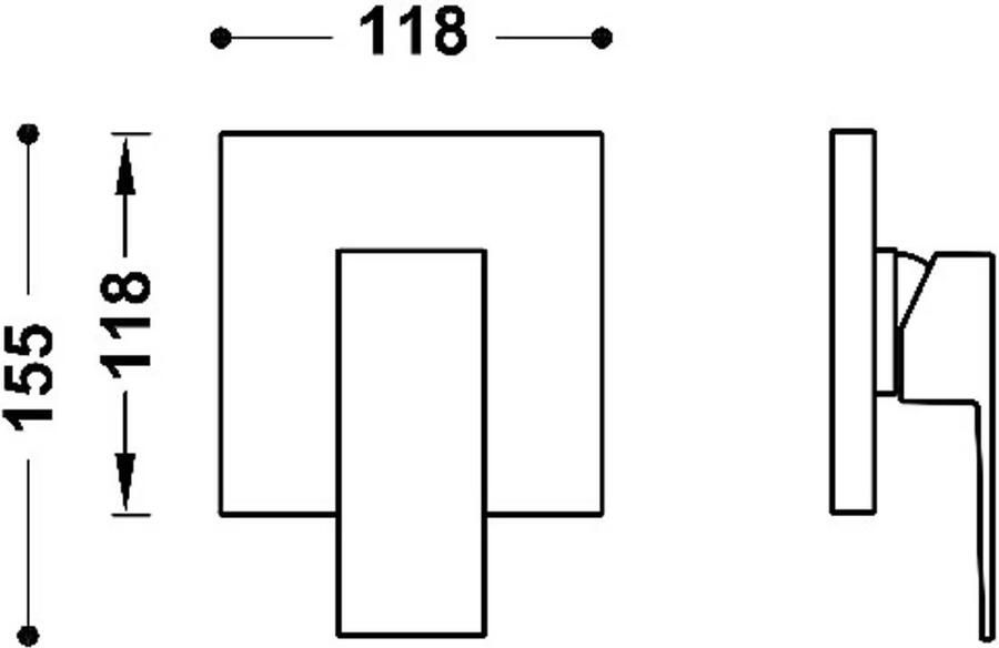 Tres Douchekraan afbouwdeel Cuadro | Inbouw | Mengkraan | 1-weg | Vierkant | Goud glans 24k