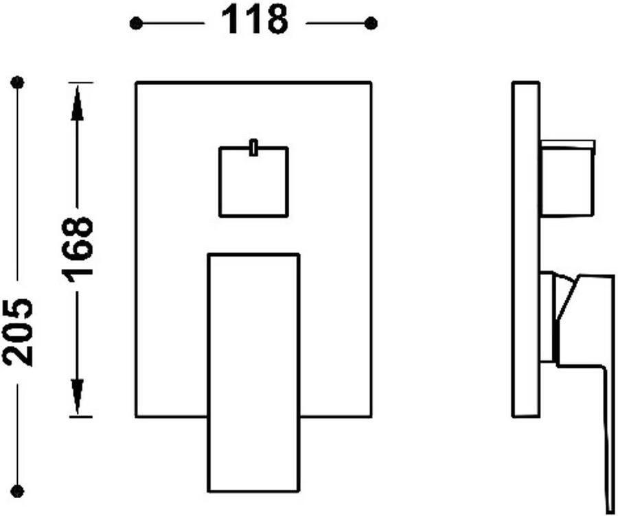 Tres Douchekraan afbouwdeel Cuadro | Inbouw | Mengkraan | 2-weg | Vierkant | Goud mat 24k