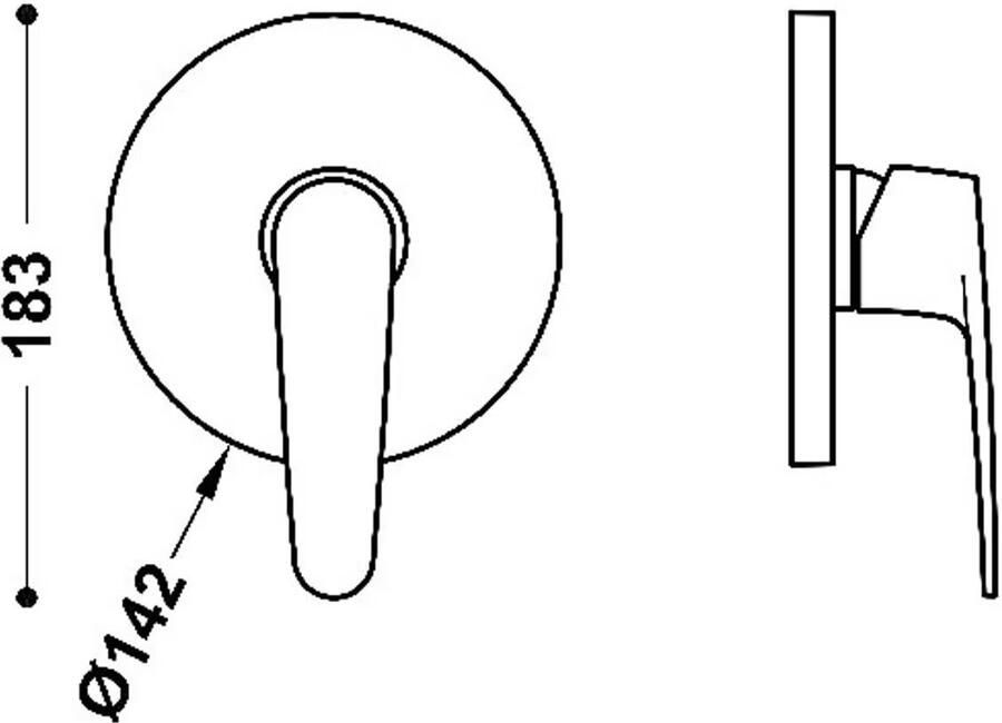 Tres Douchekraan afbouwdeel Flat | Inbouw | Mengkraan | 1-weg | Rond | Chroom