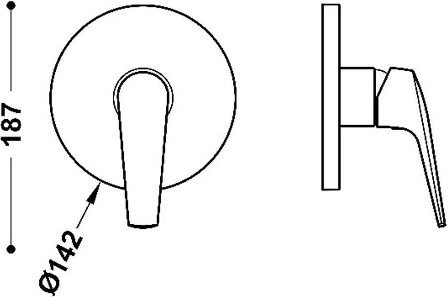 Tres Douchekraan afbouwdeel Fuji | Inbouw | Mengkraan | 1-weg | Rond | Zwart mat