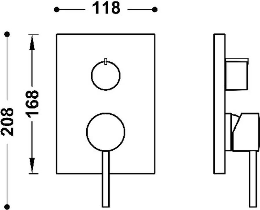 Tres Douchekraan afbouwdeel Max | Inbouw | Mengkraan | 2-weg | Rond | Chroom