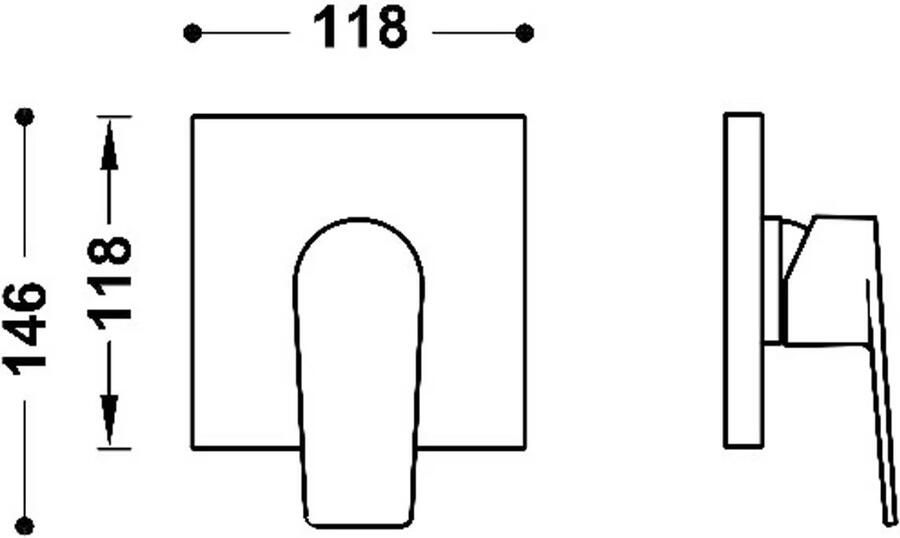 Tres Douchekraan afbouwdeel Project | Inbouw | Mengkraan | 1-weg | Rond | Goud mat 24k