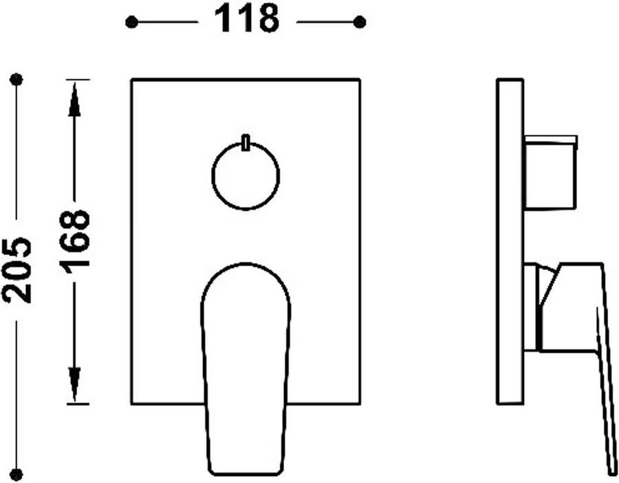 Tres Douchekraan afbouwdeel Project | Inbouw | Mengkraan | 2-weg | Rond | Chroom