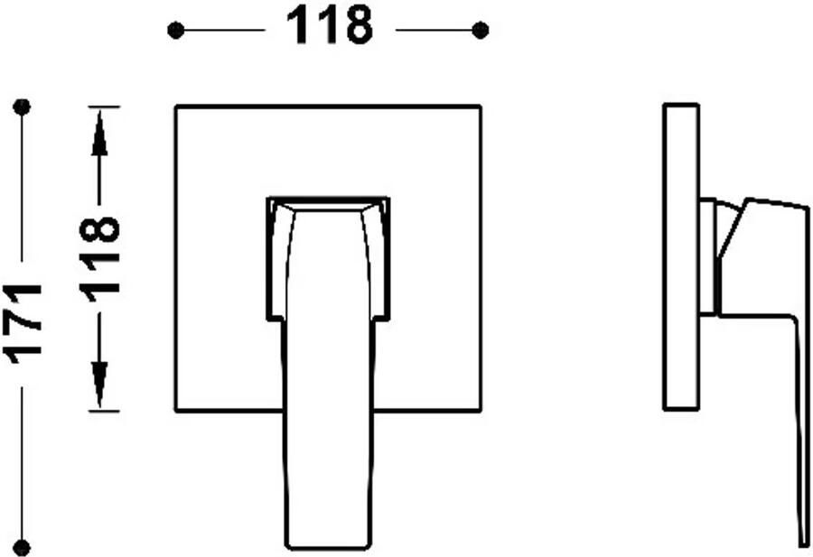 Tres Douchekraan afbouwdeel Slim Exclusive | Inbouw | Mengkraan | 1-weg | Vierkant | Zwart mat