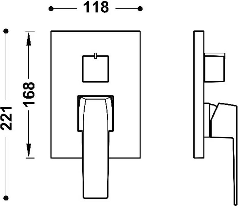 Tres Douchekraan afbouwdeel Slim Exclusive | Inbouw | Mengkraan | 2-weg | Vierkant | Chroom