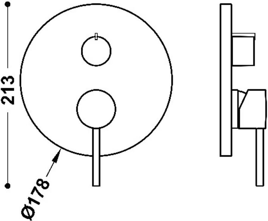 Tres Douchekraan afbouwdeel Study Exclusive | Inbouw | Mengkraan | 2-weg | Rond | Zwart mat