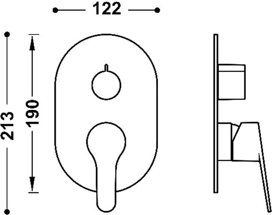 Tres Douchekraan Base | Inbouw | Mengkraan | Excl.Inbouwdeel | 2-weg | Ovaal | Chroom
