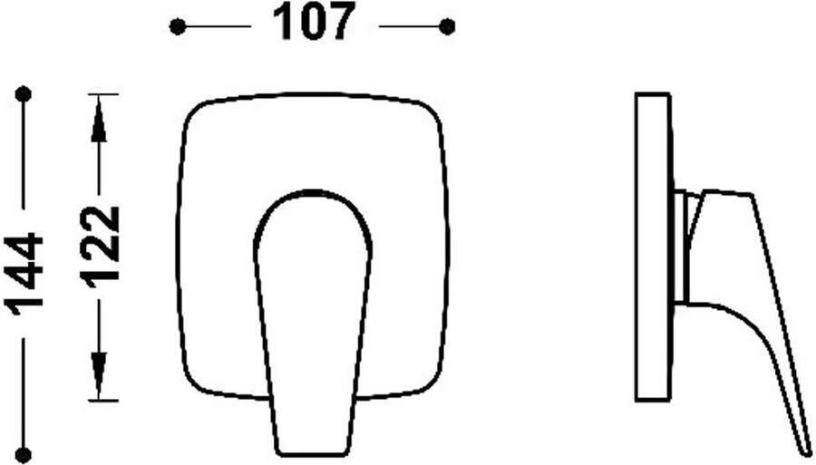 Tres Douchekraan Canigó | Inbouw | Mengkraan | Excl.Inbouwdeel | 1-weg | Vierkant | Chroom