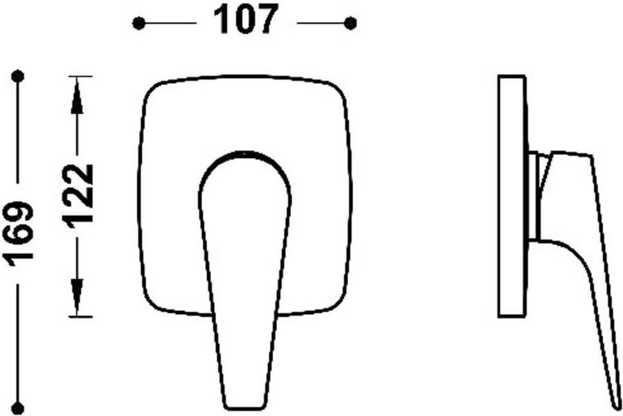 Tres Douchekraan Canigó | Inbouw | Mengkraan | Excl.Inbouwdeel | 1-weg | Vierkant | Chroom