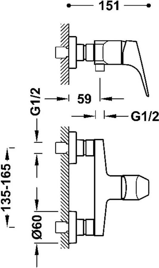 Tres Douchekraan Canigó | Opbouw | Mengkraan | 1-hendel | hoh 15 cm | Chroom