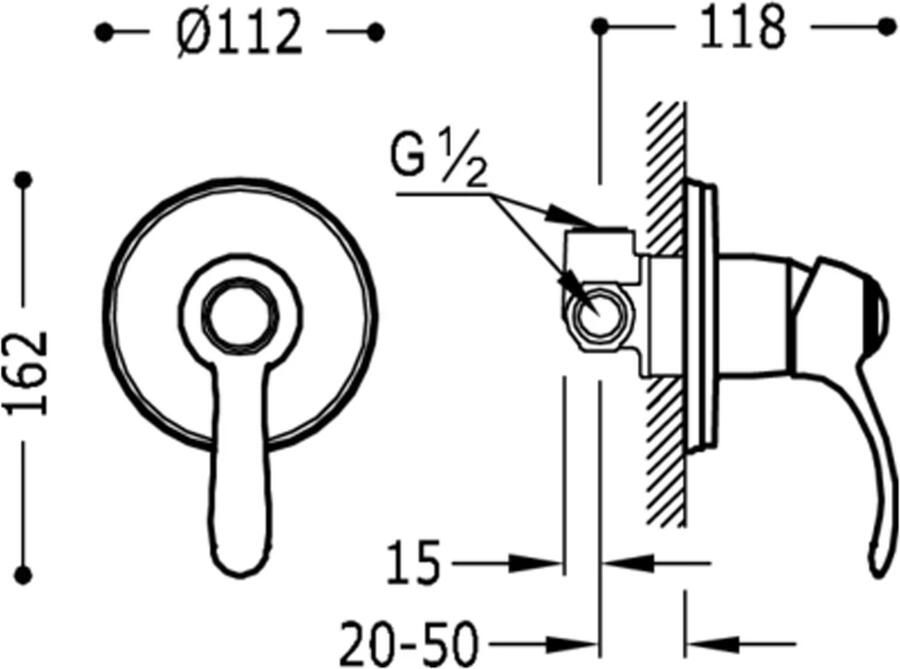 Tres Douchekraan Clasic | Inbouw | Mengkraan | Incl.Inbouwdeel | 1-weg | Vintage | Goud glans - Foto 2