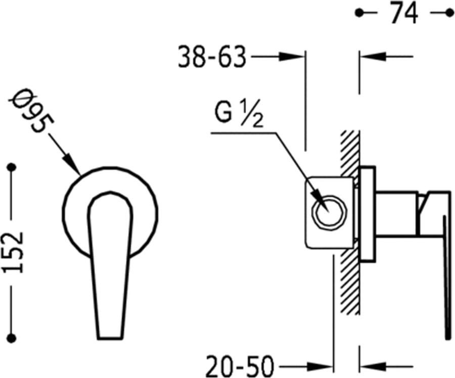 Tres Douchekraan Class | Inbouw | Mengkraan | Excl.Inbouwdeel | 1-weg | Rond | Chroom