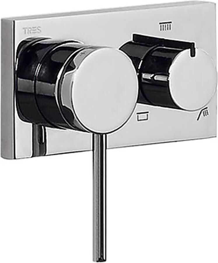 Tres Douchekraan met handdouche 3V | Inbouw | Mengkraan | Excl.Inbouwdeel | 3-weg | Rond | Chroom - Foto 3