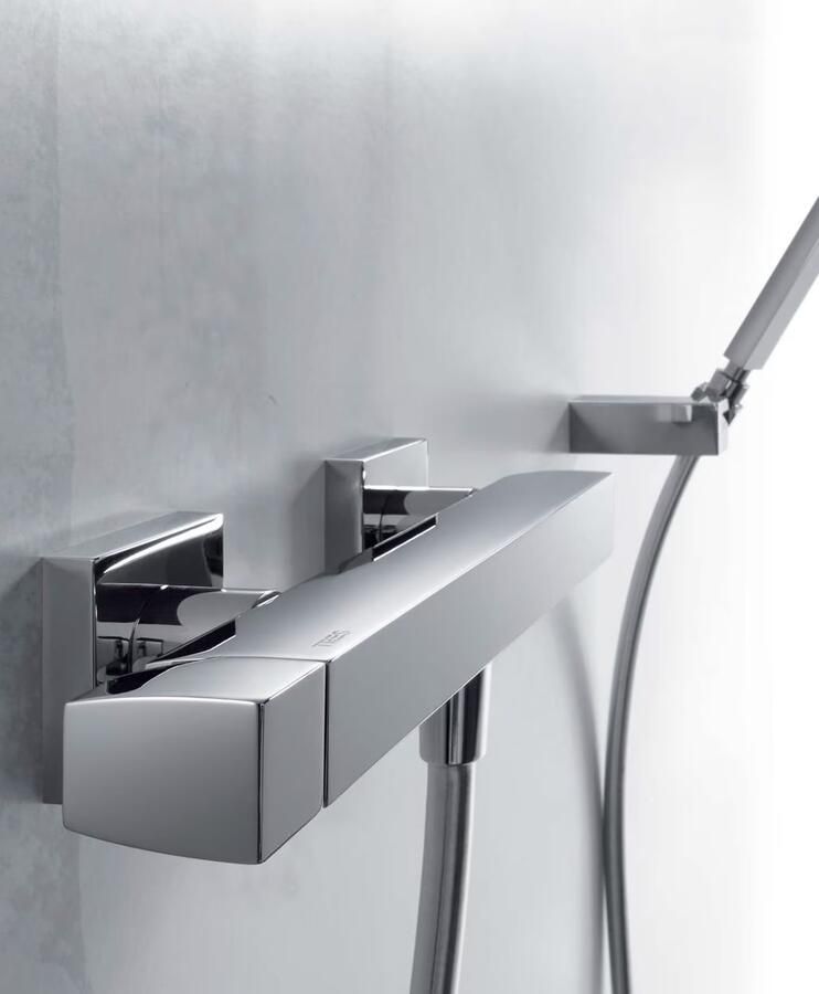 Tres Douchekraan Slim | Opbouw | Mengkraan | 1-weg | hoh 15 cm | 1-knop | Vierkant | Chroom - Foto 2