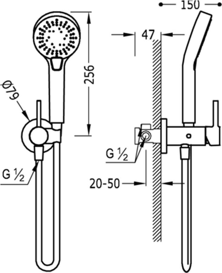 Tres Douchemengkraan Inbouw Study Exclusive met Handdoucheset met Ronde Handdouche en Hendel Chroom