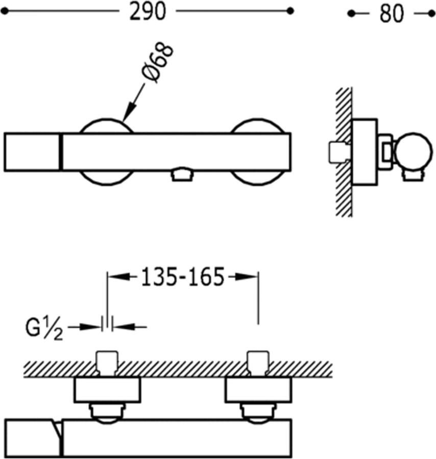 Tres Douchekraan Study | Opbouw | Mengkraan | 1-weg | hoh 15 cm | 1-knop | Rond | Geel