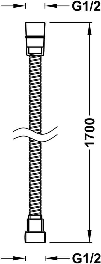 Tres Doucheslang | 170 cm | Messing | Geribbeld | Chroom