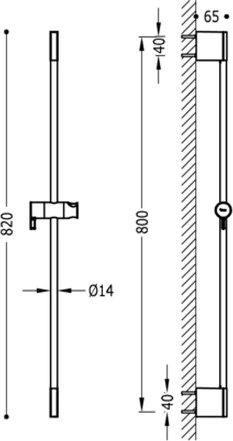 Tres Ducha glijstang opbouw 80 cm rond chroom - Foto 2