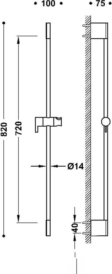 Tres Ducha glijstang opbouw 80 cm zwart mat
