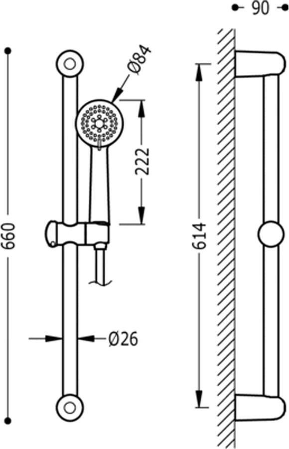 Tres Barras Y Ducha Massage ECO set Ø 25 mm 143836