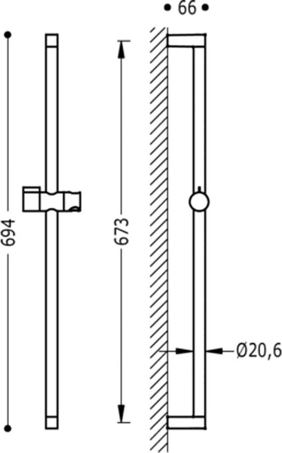 Tres Fashion glijstang 67 cm rond chroom