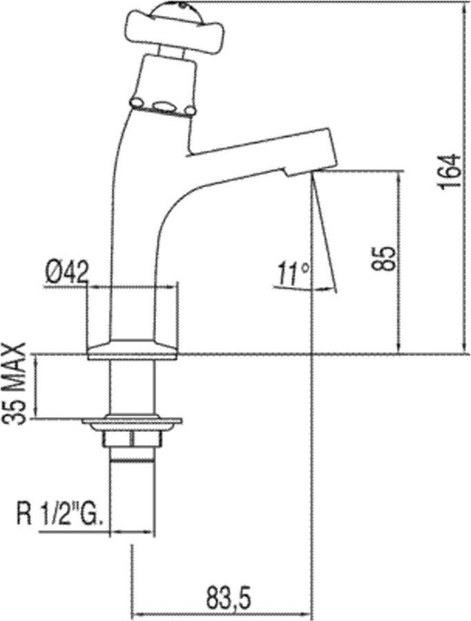 Tres Fonteinkraan Classic | Opbouw | Koudwater kraan | Standaard model | Vintage | Chroom