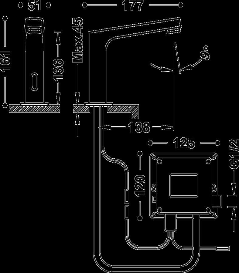 Tres Fonteinkraan Electronic | Opbouw | Koudwater kraan | Standaard model | Infrarood sensor | Vierkant | RVS