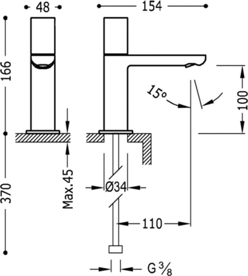 Tres Fonteinkraan Loft | Opbouw | Koudwater kraan | Standaard model | Rond | Zwart