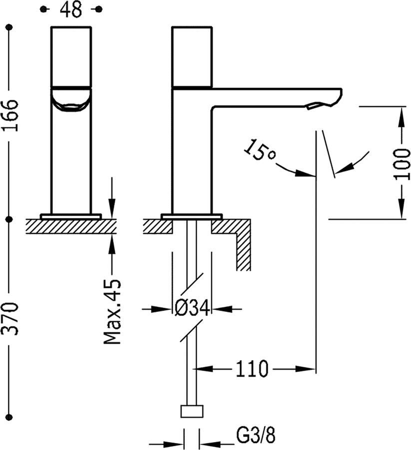 Tres Fonteinkraan Project | Opbouw | Koudwater kraan | Standaard model | Rond | 24k Goud glans