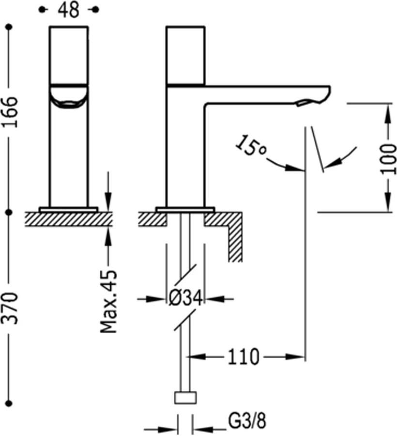 Tres Fonteinkraan Project | Opbouw | Koudwater kraan | Standaard model | Rond | Chroom